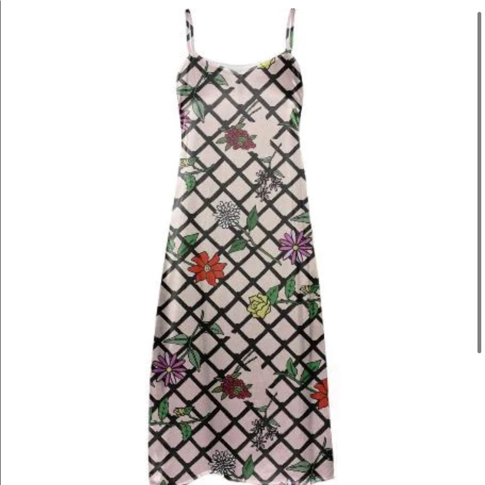 Fence Net Floral Slip Dress PAOM